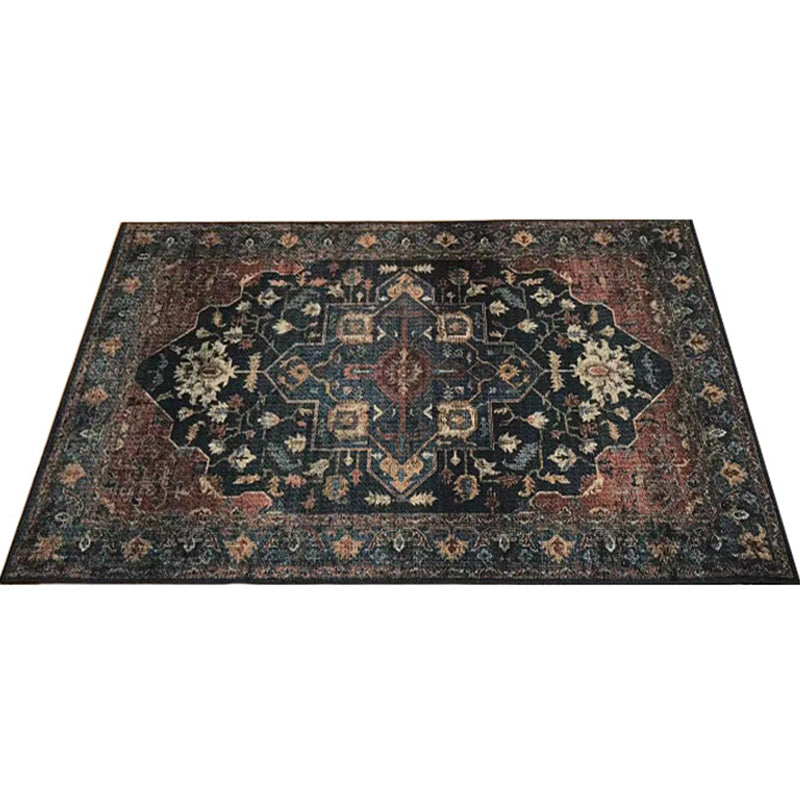 Classical Multicolor Persian Area Rug Polypropylene Floral Carpet Washable Stain Resistant Anti-Slip Rug for Guest Room