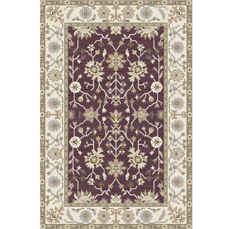 Whitewash Jacquard Print Rug Multicolor Persian Carpet Synthetics Anti-Slip Washable Stain Resistant Rug for Tearoom