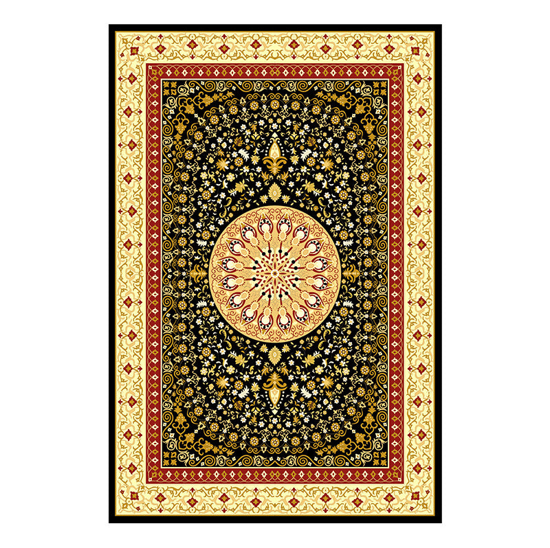 Traditional Multi Color Moroccan Rug Polypropylene Flower Carpet Anti-Slip Backing Pet Friendly Stain Resistant Rug for Living Room