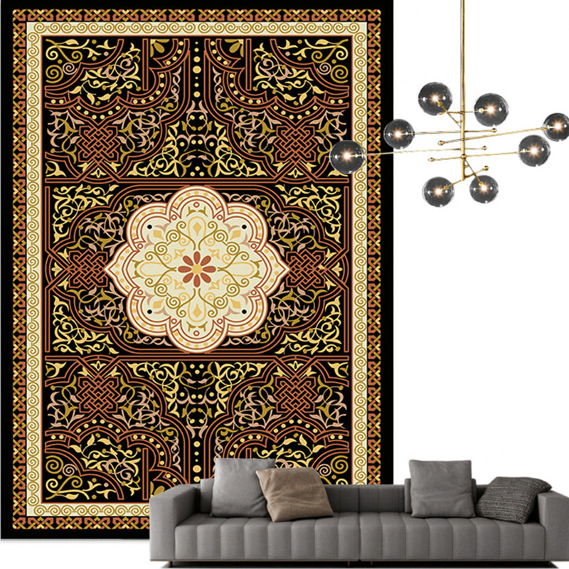 Traditional Multi Color Moroccan Rug Polypropylene Flower Carpet Anti-Slip Backing Pet Friendly Stain Resistant Rug for Living Room