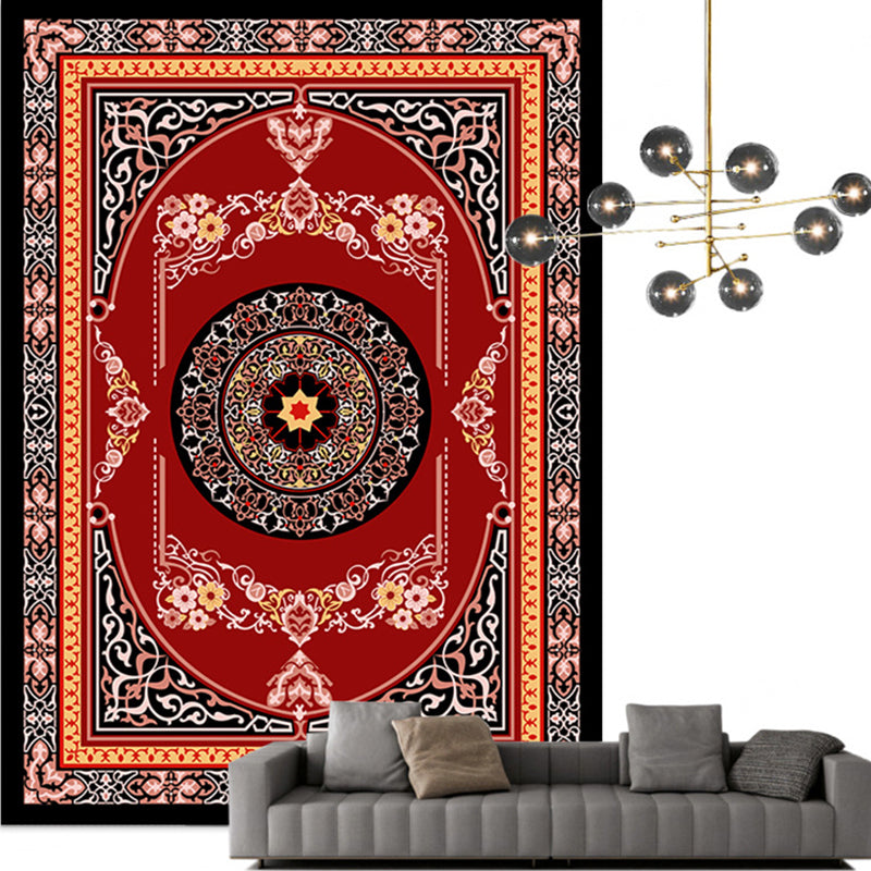 Traditional Multi Color Moroccan Rug Polypropylene Flower Carpet Anti-Slip Backing Pet Friendly Stain Resistant Rug for Living Room