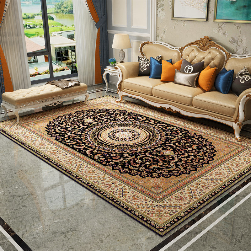 Magnificent Floral Printed Rug Multi-Color Moroccan Rug Polyester Washable Anti-Slip Backing Stain Resistant Rug for Guest Room