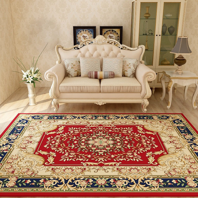 Multi-Colored Moroccan Rug Synthetics Jacquard Pattern Rug Washable Stain Resistant Non-Slip Carpet for Lounge