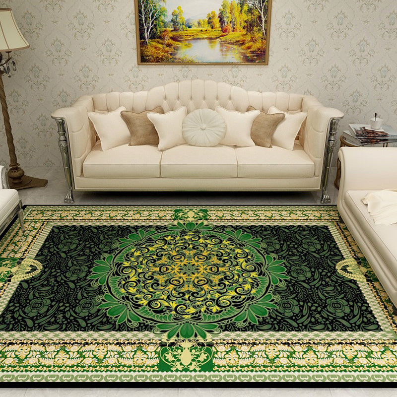 Multi-Colored Moroccan Rug Synthetics Jacquard Pattern Rug Washable Stain Resistant Non-Slip Carpet for Lounge