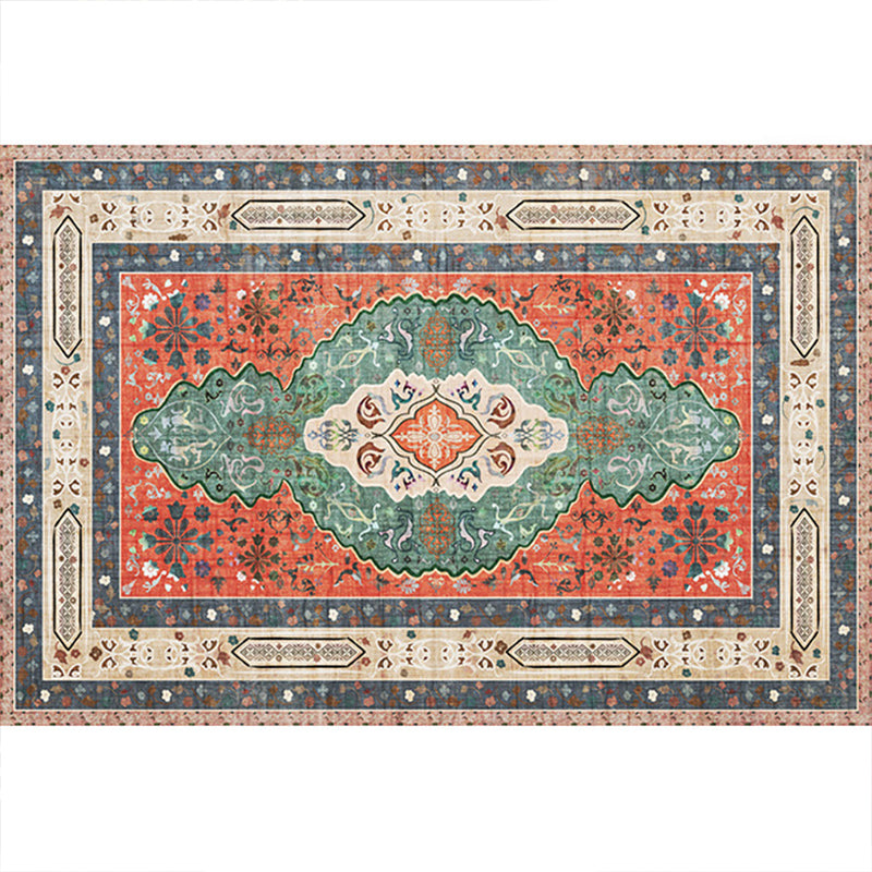 Rustic Tribal Print Area Rug Multi-Color Moroccan Rug Synthetics Washable Non-Slip Pet Friendly Rug for Room