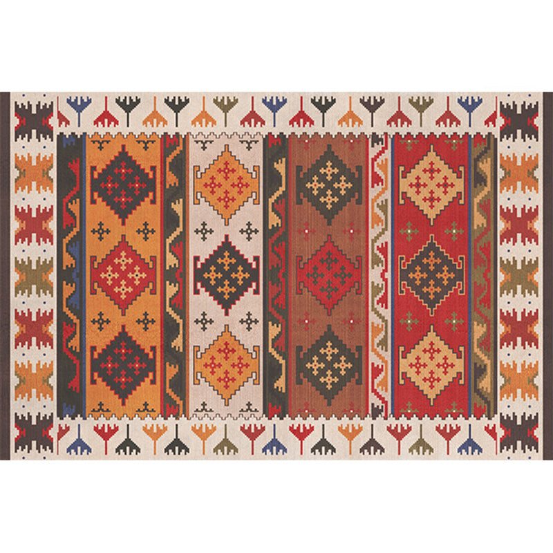 Rustic Tribal Print Area Rug Multi-Color Moroccan Rug Synthetics Washable Non-Slip Pet Friendly Rug for Room