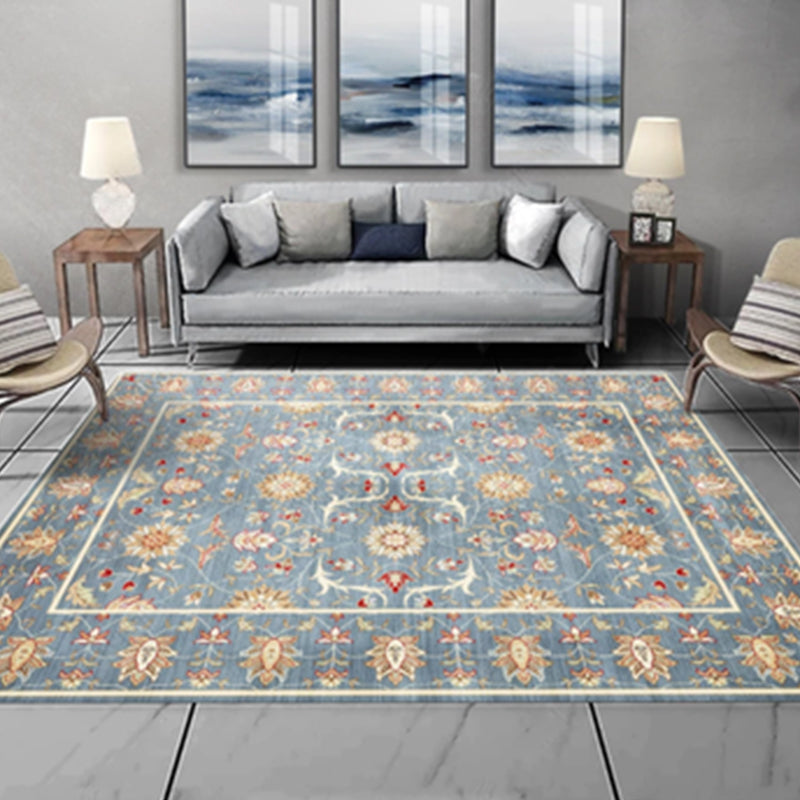 Empire Print Rug Multi Colored Moroccan Rug Polyester Anti-Slip Backing Machine Washable Pet Friendly Rug for Living Room