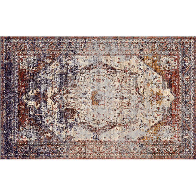 Empire Print Rug Multi Colored Moroccan Rug Polyester Anti-Slip Backing Machine Washable Pet Friendly Rug for Living Room