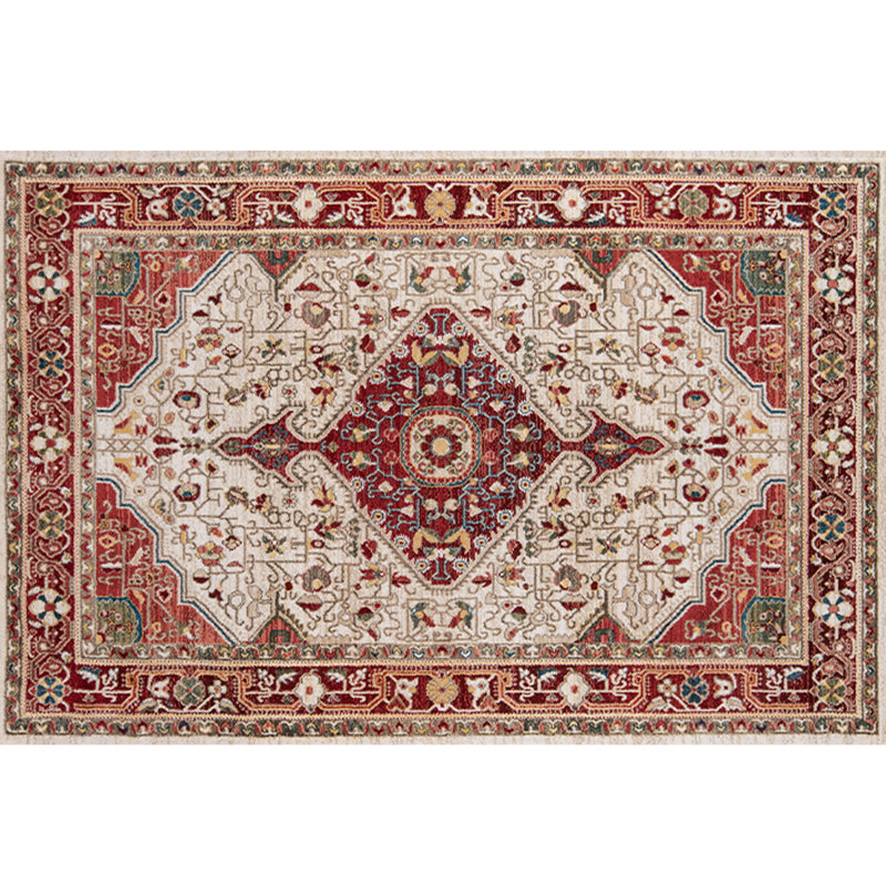 Empire Print Rug Multi Colored Moroccan Rug Polyester Anti-Slip Backing Machine Washable Pet Friendly Rug for Living Room