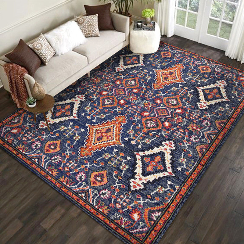 Multicolor Moroccan Indoor Rug Synthetics Jacquard Printed Carpet Non-Slip Stain Resistant Machine Washable Rug for Home