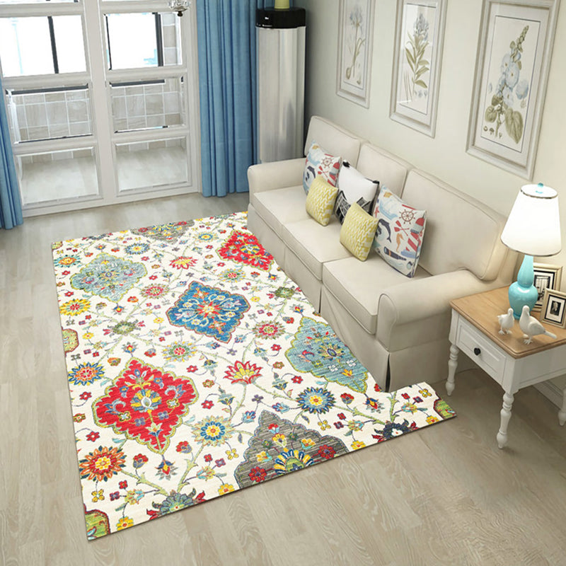 Multicolor Moroccan Indoor Rug Synthetics Jacquard Printed Carpet Non-Slip Stain Resistant Machine Washable Rug for Home