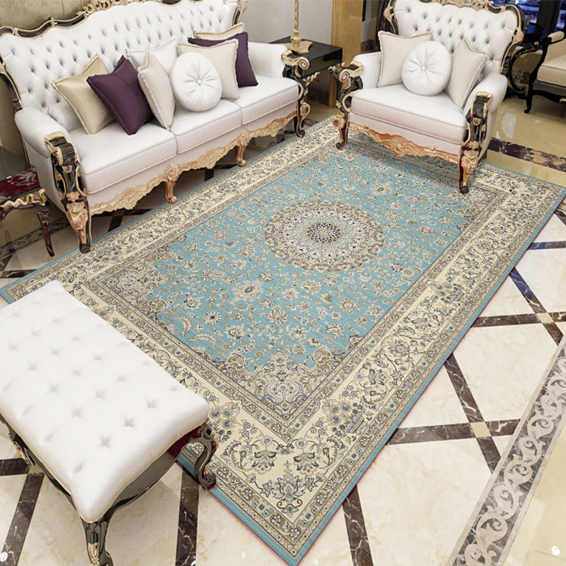 Multicolor Moroccan Indoor Rug Synthetics Jacquard Printed Carpet Non-Slip Stain Resistant Machine Washable Rug for Home