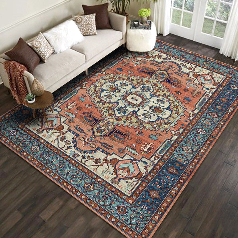 Multicolor Moroccan Indoor Rug Synthetics Jacquard Printed Carpet Non-Slip Stain Resistant Machine Washable Rug for Home