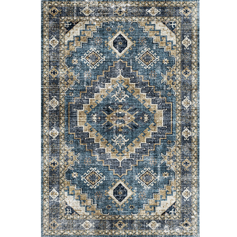 Moroccan Style Print Rug Multicolor Polyester Carpet Anti-Slip Pet Friendly Machine Washable Rug for Family Room