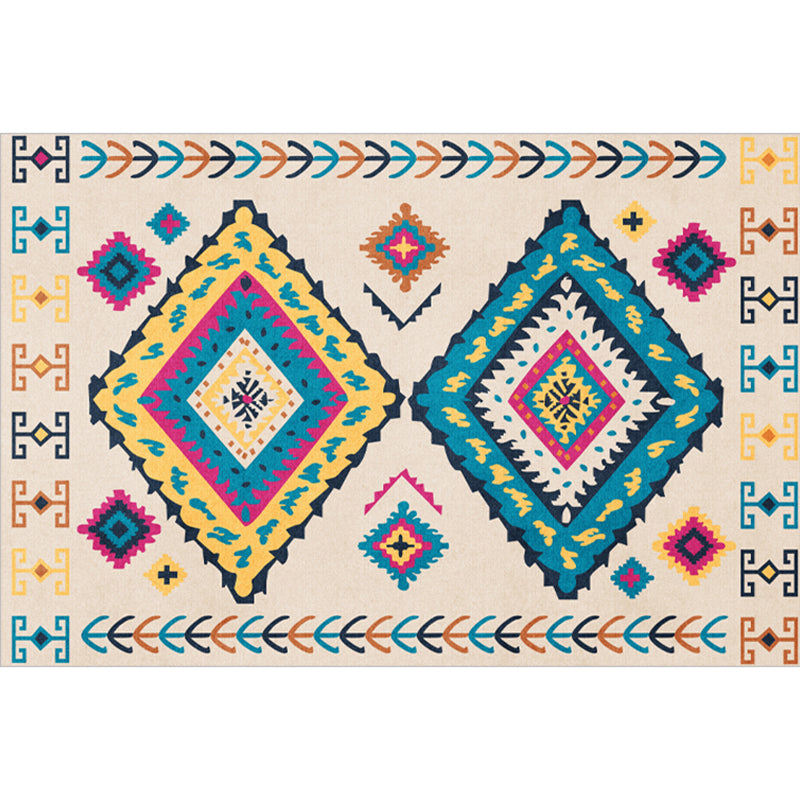 Nice Moroccan Rug Multi Colored Symmetric Print Carpet Non-Slip Machine Washable Pet Friendly Rug for Room
