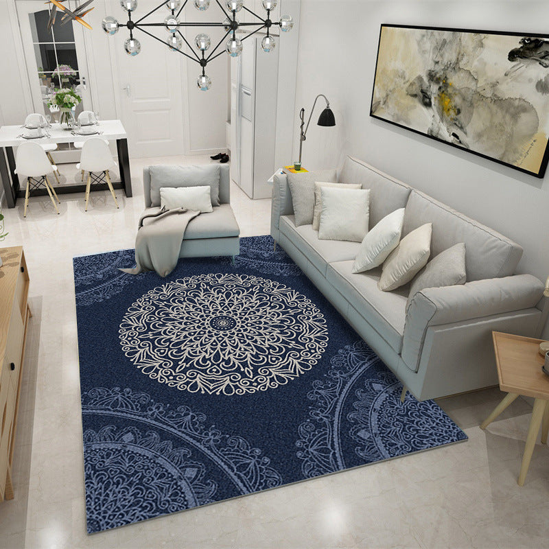 Oriental Blossom Area Rug Multi Colored Polyester Carpet Stain Resistant Non-Slip Machine Washable Rug for Living Room