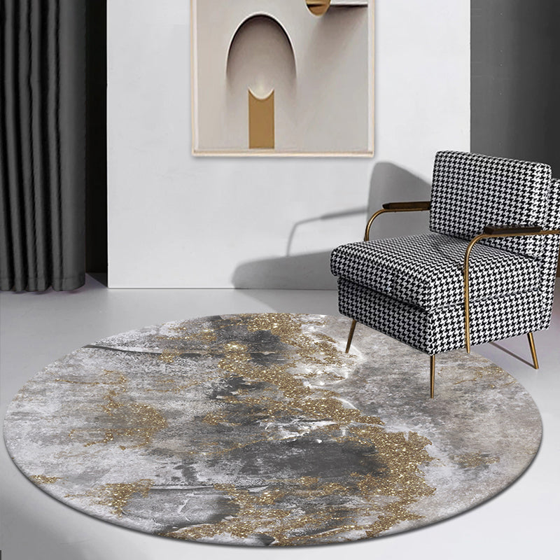 Multi-Colored Nordic Area Rug Polyester Foils Line Abstract Rug Non-Slip Backing Washable Stain Resistant Rug for Home Decor