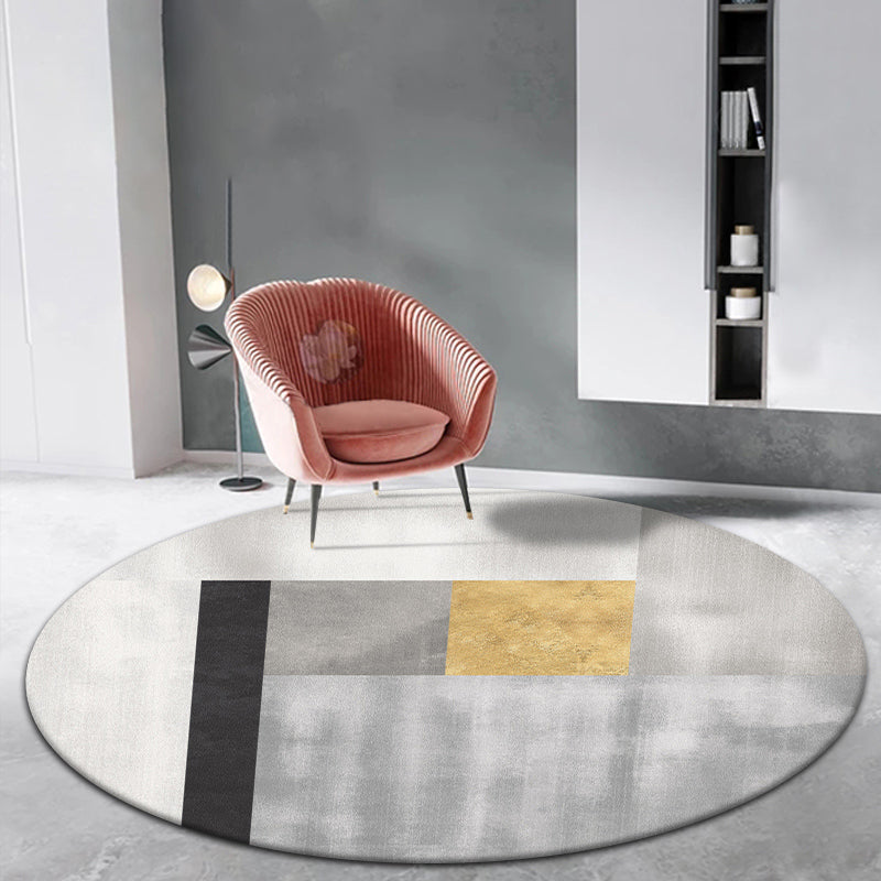 Multi-Colored Nordic Area Rug Polyester Foils Line Abstract Rug Non-Slip Backing Washable Stain Resistant Rug for Home Decor