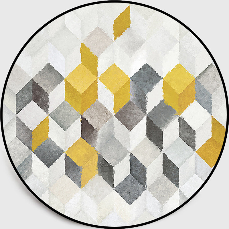 Modern Geometry Indoor Rug Multi Color Polypropylene Rug Non-Slip Backing Machine Washable Stain Resistant Rug for Sitting Room