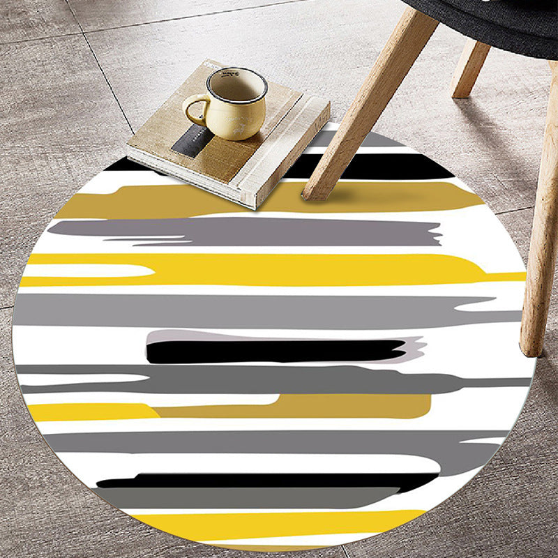 Bright Colorblock Geometric Rug Multi Colored Postmodern Rug Polyester Non-Slip Stain Resistant Pet Friendly Rug for Room