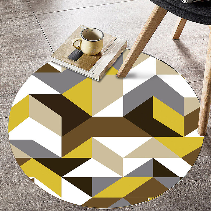 Bright Colorblock Geometric Rug Multi Colored Postmodern Rug Polyester Non-Slip Stain Resistant Pet Friendly Rug for Room