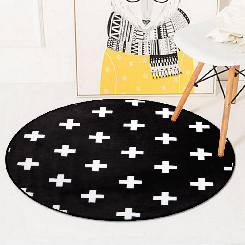 Nordic Living Room Area Rug Multicolor Geometric Shapes Print Carpet Synthetics Anti-Slip Pet Friendly Machine Washable Rug