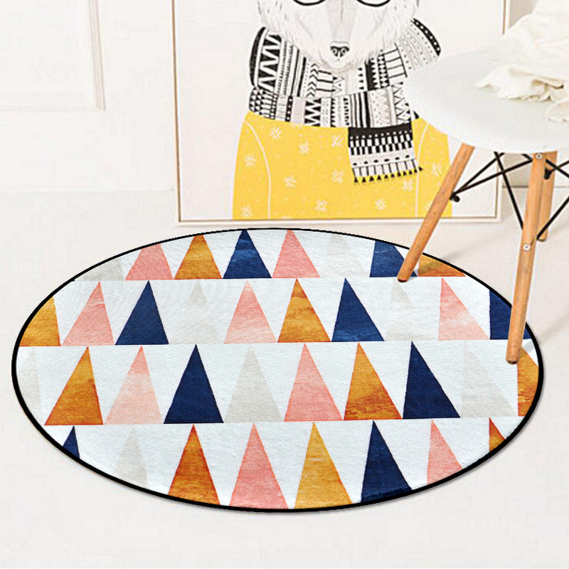 Nordic Living Room Area Rug Multicolor Geometric Shapes Print Carpet Synthetics Anti-Slip Pet Friendly Machine Washable Rug
