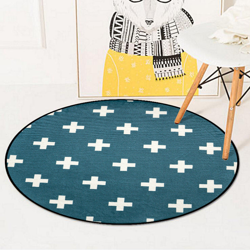 Nordic Living Room Area Rug Multicolor Geometric Shapes Print Carpet Synthetics Anti-Slip Pet Friendly Machine Washable Rug