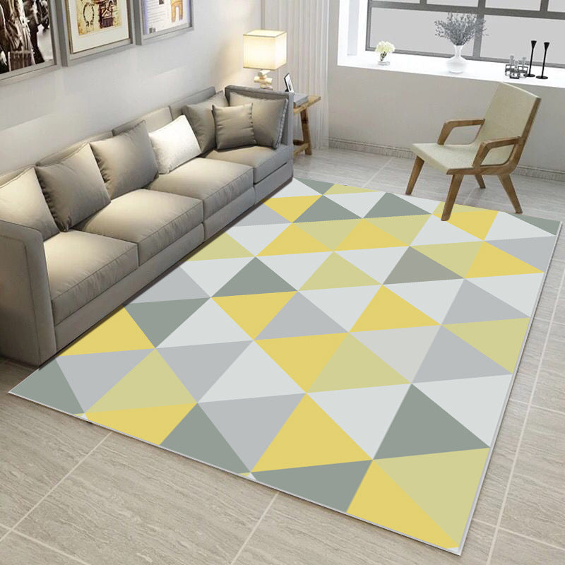 Bold Multi Color Matrix Rug Polyester Modern Area Carpet Non-Slip Pet Friendly Stain Resistant Rug for Living Room