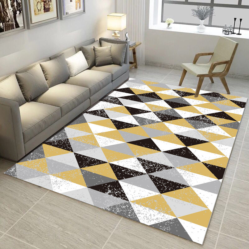 Bold Multi Color Matrix Rug Polyester Modern Area Carpet Non-Slip Pet Friendly Stain Resistant Rug for Living Room