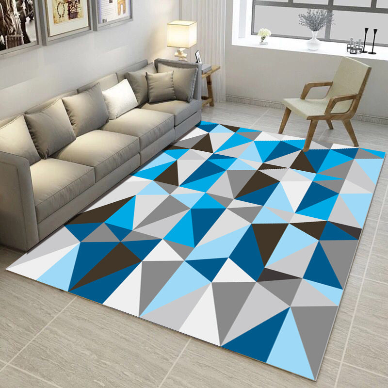 Bold Multi Color Matrix Rug Polyester Modern Area Carpet Non-Slip Pet Friendly Stain Resistant Rug for Living Room