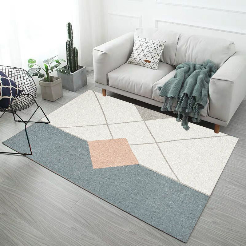 Minimalistic Modern Indoor Rug Multicolor Geometric Rug Non-Slip Stain Resistant Machine Washable Rug for Home Decoration