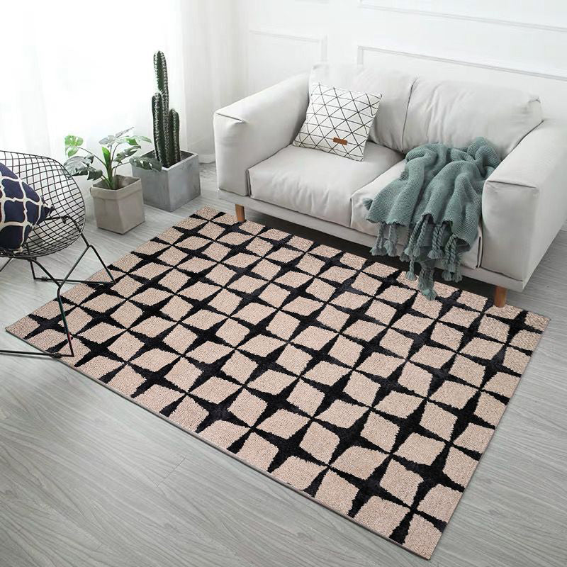 Minimalistic Modern Indoor Rug Multicolor Geometric Rug Non-Slip Stain Resistant Machine Washable Rug for Home Decoration