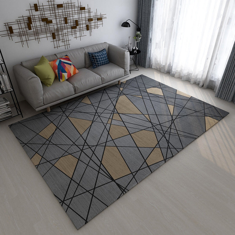 Chic Geometric Colorblock Print Rug Multi Colored Modern Rug Polyester Machine Washable Non-Slip Backing Pet Friendly Rug for Room