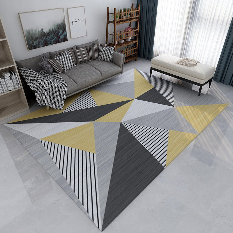 Chic Geometric Colorblock Print Rug Multi Colored Modern Rug Polyester Machine Washable Non-Slip Backing Pet Friendly Rug for Room