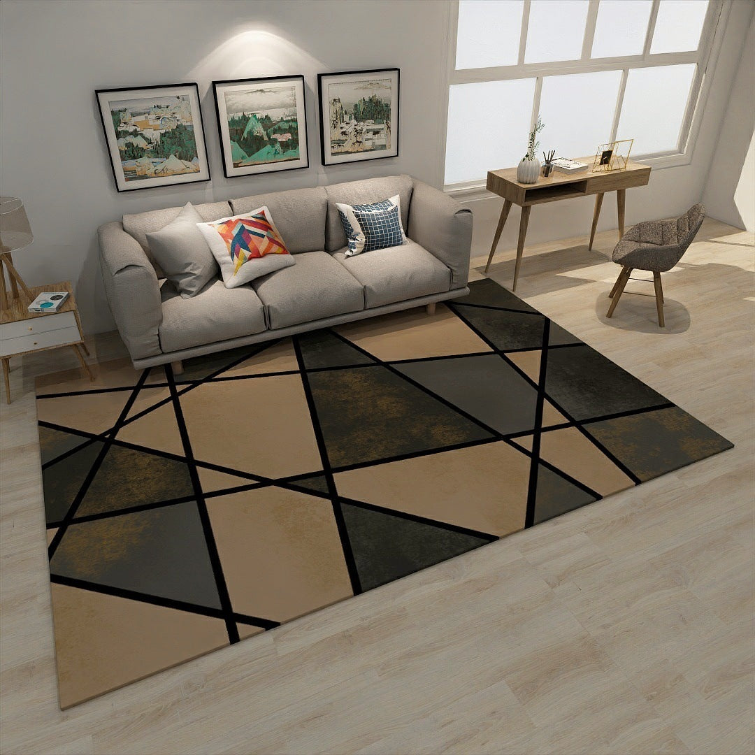 Chic Geometric Colorblock Print Rug Multi Colored Modern Rug Polyester Machine Washable Non-Slip Backing Pet Friendly Rug for Room