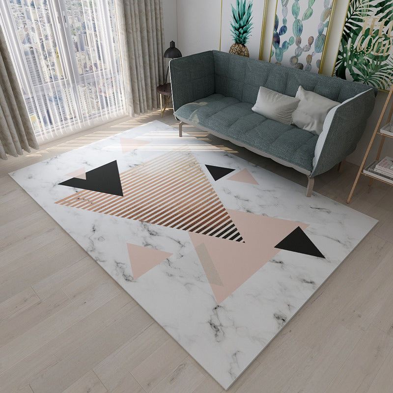 Chic Geometric Colorblock Print Rug Multi Colored Modern Rug Polyester Machine Washable Non-Slip Backing Pet Friendly Rug for Room