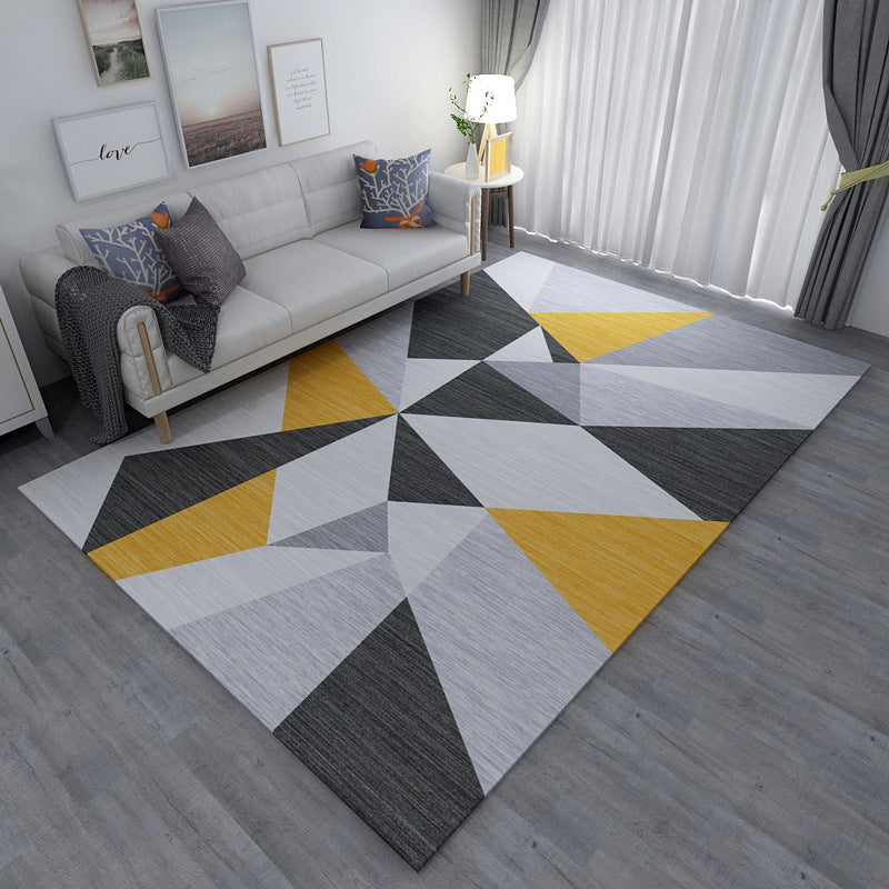 Chic Geometric Colorblock Print Rug Multi Colored Modern Rug Polyester Machine Washable Non-Slip Backing Pet Friendly Rug for Room