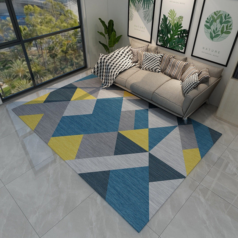 Chic Geometric Colorblock Print Rug Multi Colored Modern Rug Polyester Machine Washable Non-Slip Backing Pet Friendly Rug for Room