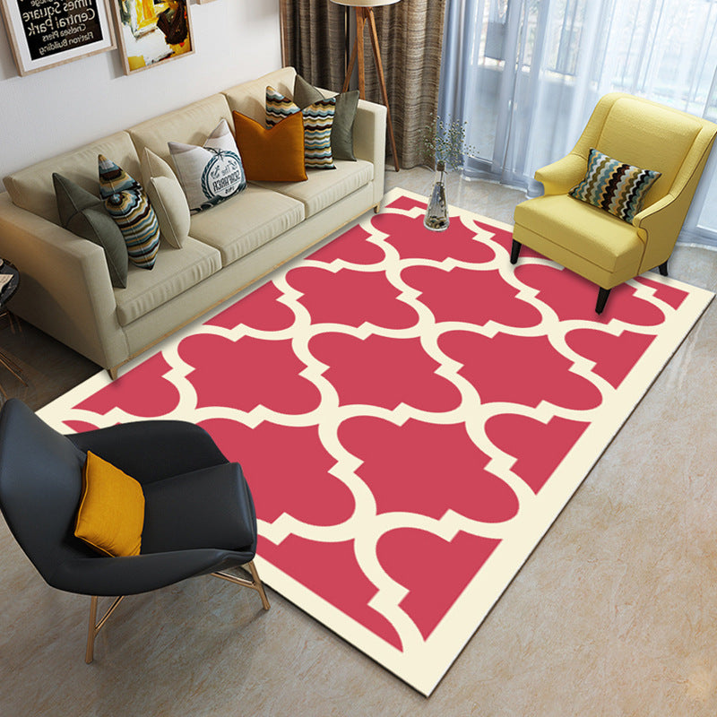 Multi Color Geometrical Rug Synthetics Contemporary Area Carpet Pet Friendly Non-Slip Backing Washable Rug for Living Room