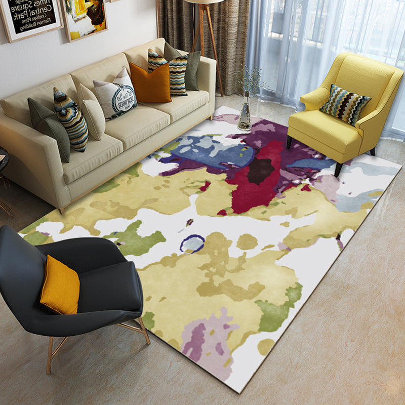 Multi Color Geometrical Rug Synthetics Contemporary Area Carpet Pet Friendly Non-Slip Backing Washable Rug for Living Room