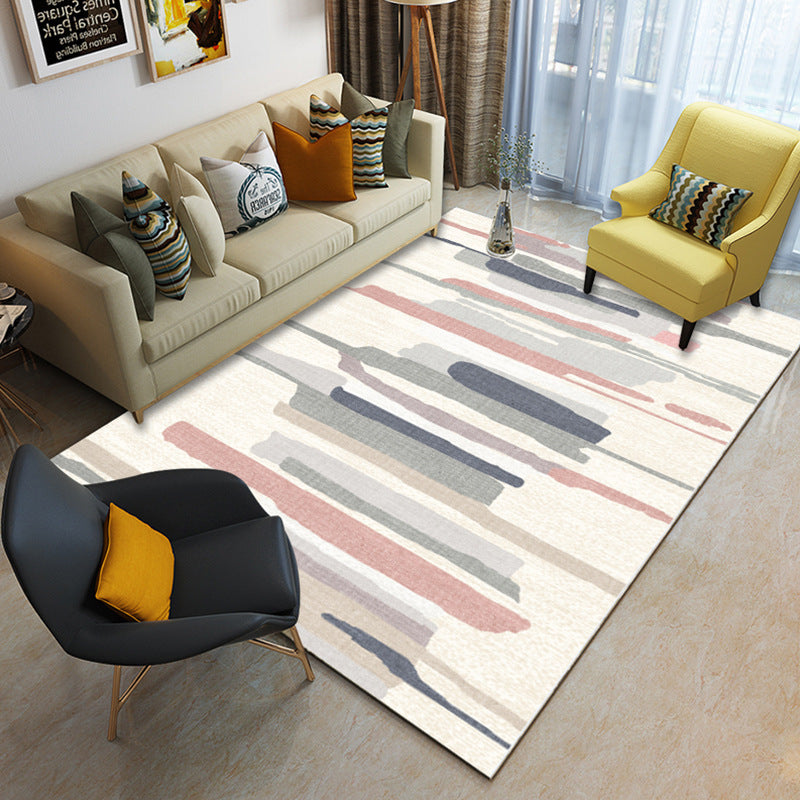 Multi Color Geometrical Rug Synthetics Contemporary Area Carpet Pet Friendly Non-Slip Backing Washable Rug for Living Room