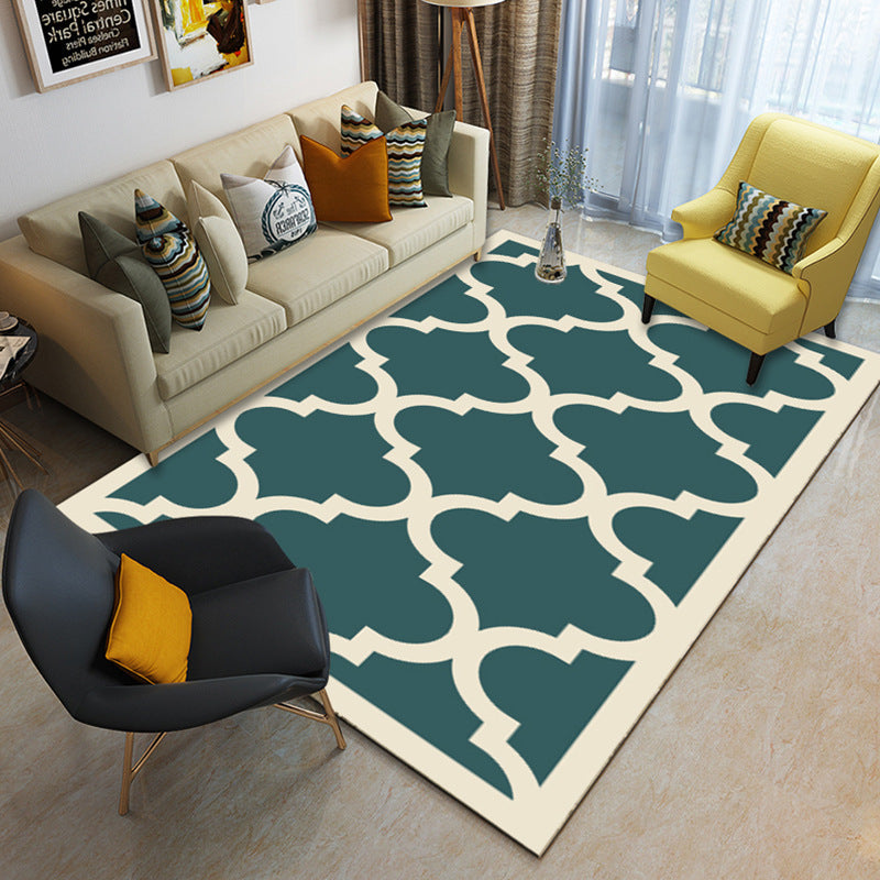 Multi Color Geometrical Rug Synthetics Contemporary Area Carpet Pet Friendly Non-Slip Backing Washable Rug for Living Room