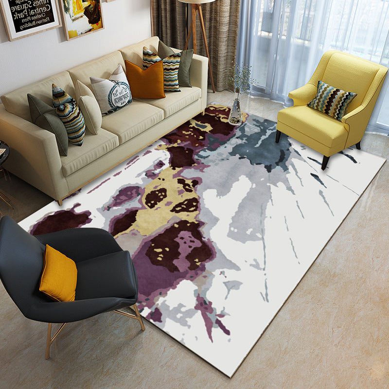 Multi Color Geometrical Rug Synthetics Contemporary Area Carpet Pet Friendly Non-Slip Backing Washable Rug for Living Room