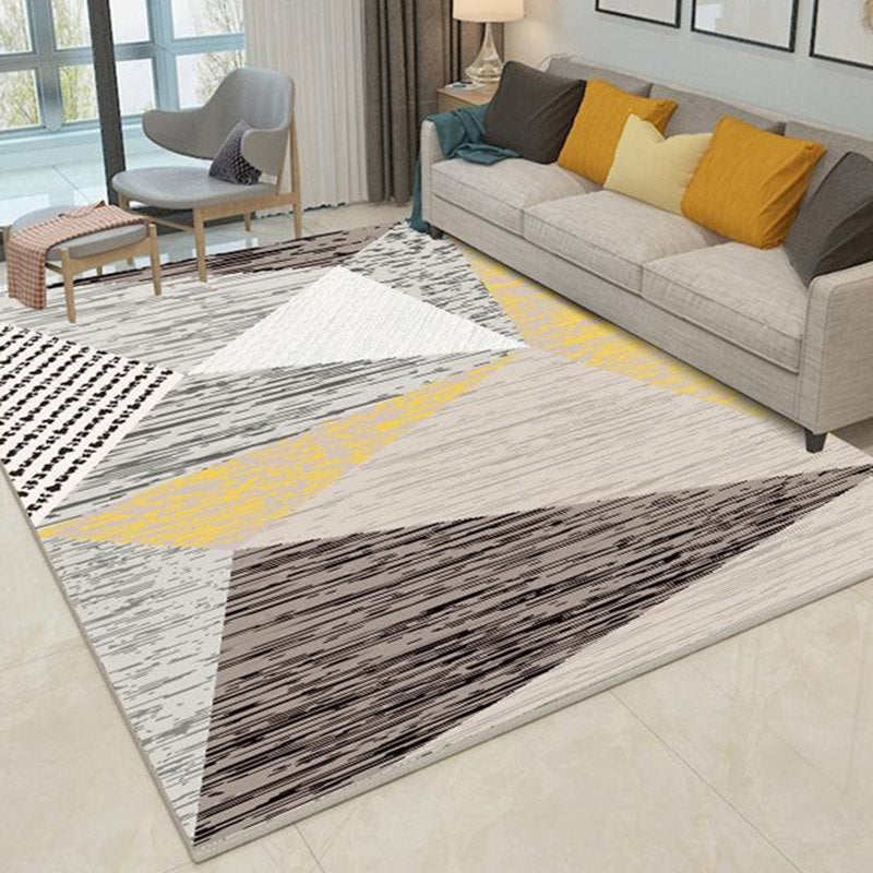 Nordic Geometric Pattern Rug Multi-Color Polypropylene Carpet Anti-Slip Washable Stain Resistant Rug for Great Room
