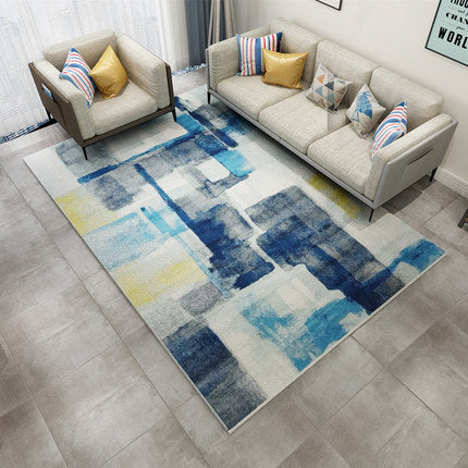 Nordic Geometric Pattern Rug Multi-Color Polypropylene Carpet Anti-Slip Washable Stain Resistant Rug for Great Room