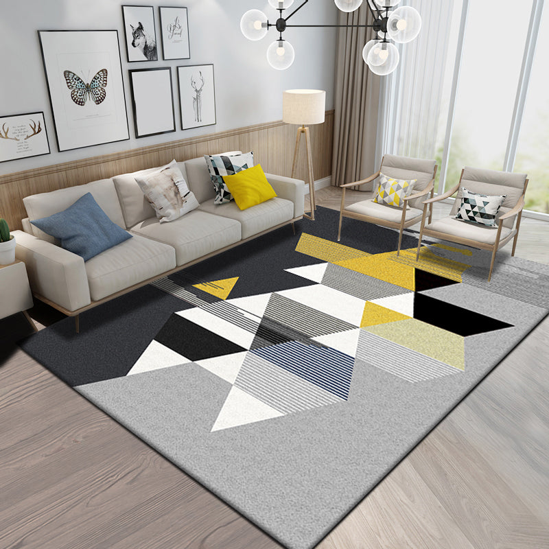 Nordic Home Area Rug Multi-Colored Colorblocking Geometric Rug Synthetics Non-Slip Backing Washable Pet Friendly Rug