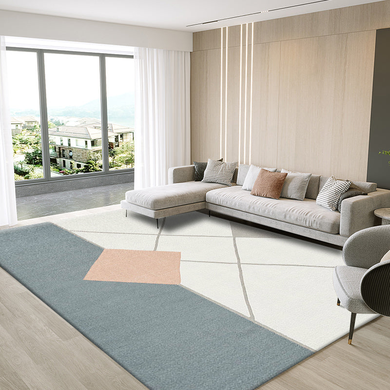 Nordic Home Area Rug Multi-Colored Colorblocking Geometric Rug Synthetics Non-Slip Backing Washable Pet Friendly Rug