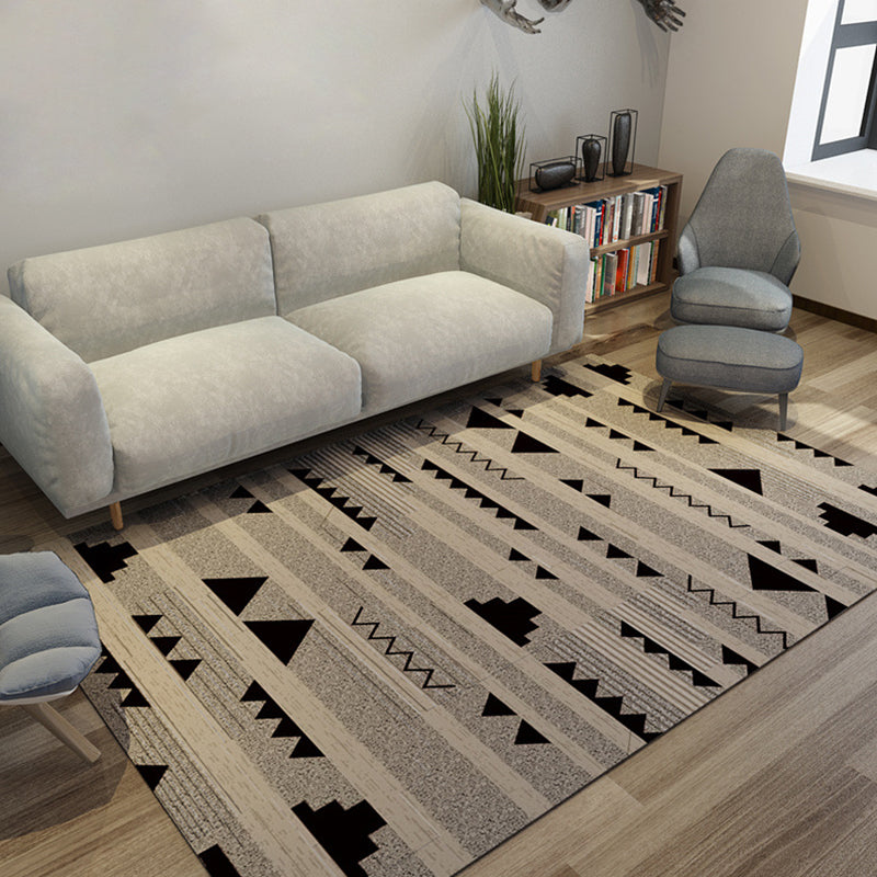 Modern Living Room Area Rug Multi Colored Geometric Rug Synthetics Non-Slip Washable Stain Resistant Indoor Rug