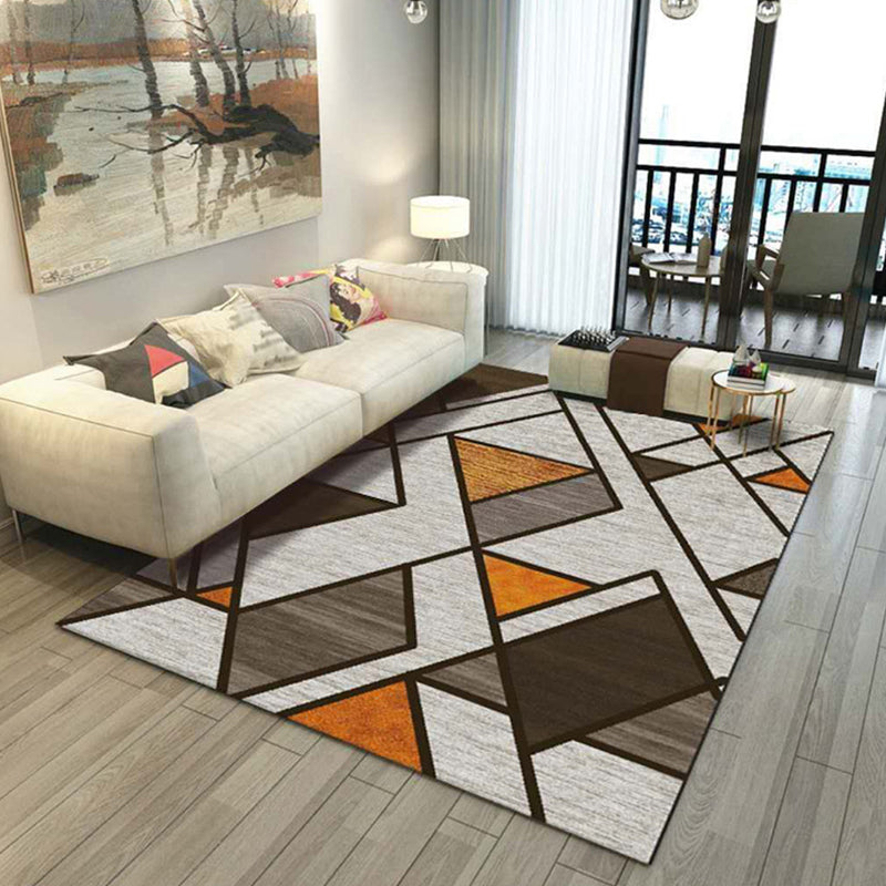 Modern Living Room Area Rug Multi Colored Geometric Rug Synthetics Non-Slip Washable Stain Resistant Indoor Rug